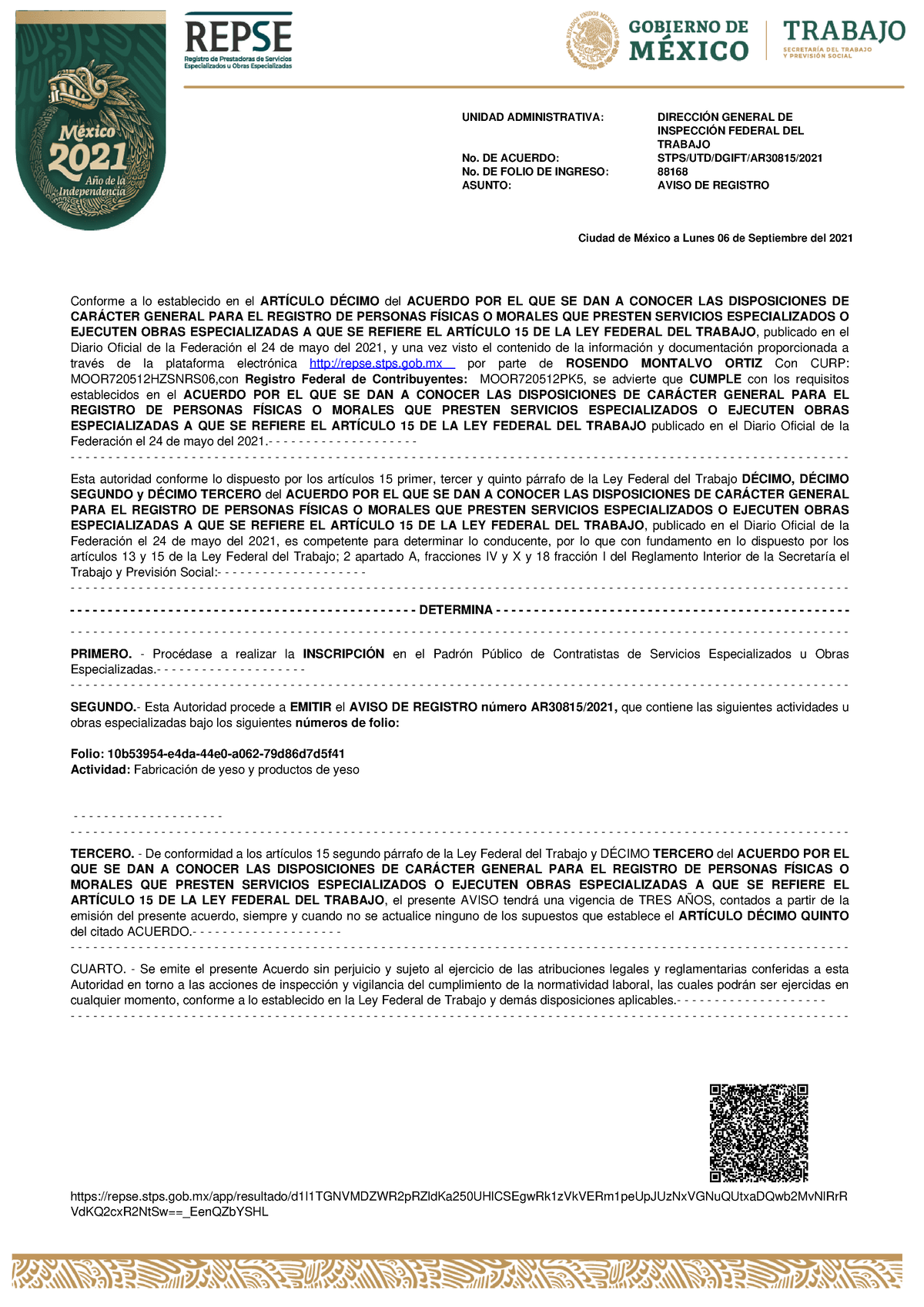 Repse 0422 - UNIDAD ADMINISTRATIVA: DIRECCIÓN GENERAL DE INSPECCIÓN ...