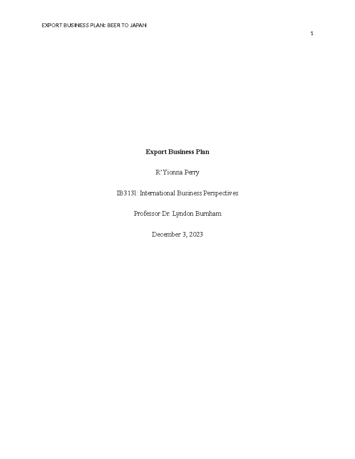 export business plan research paper