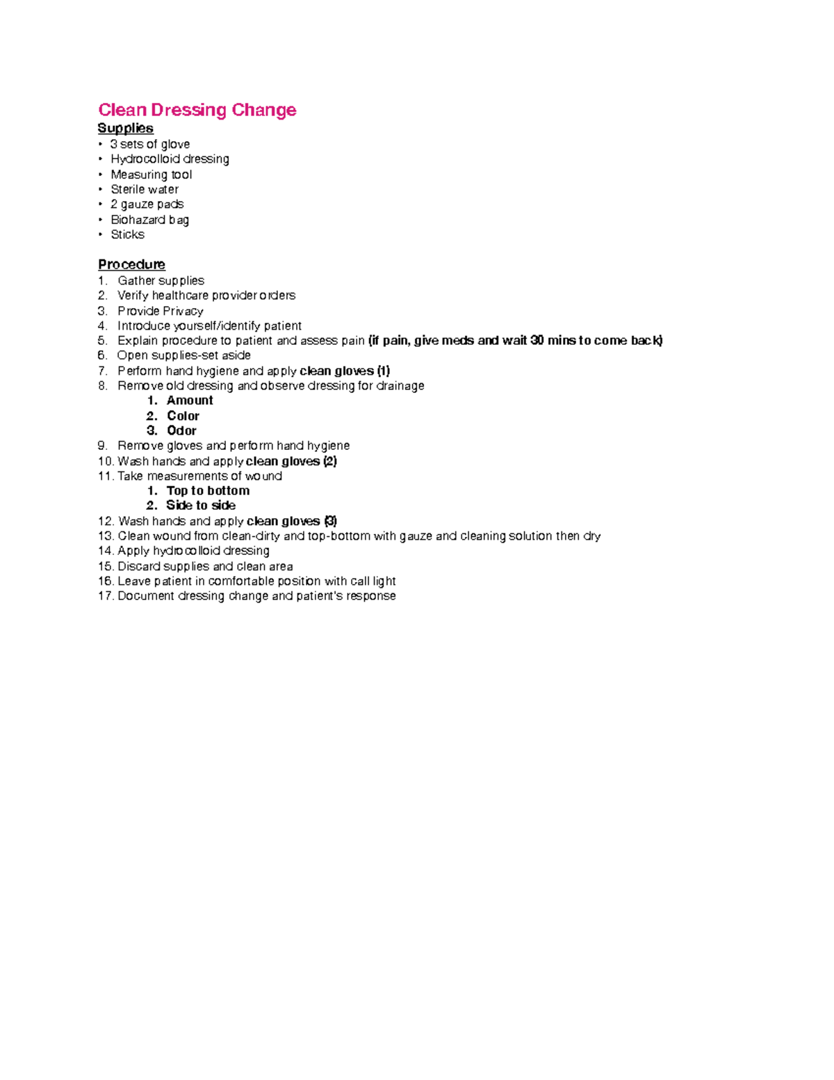 Clean and Sterile Dressing Change 2 Clean Dressing Change Supplies