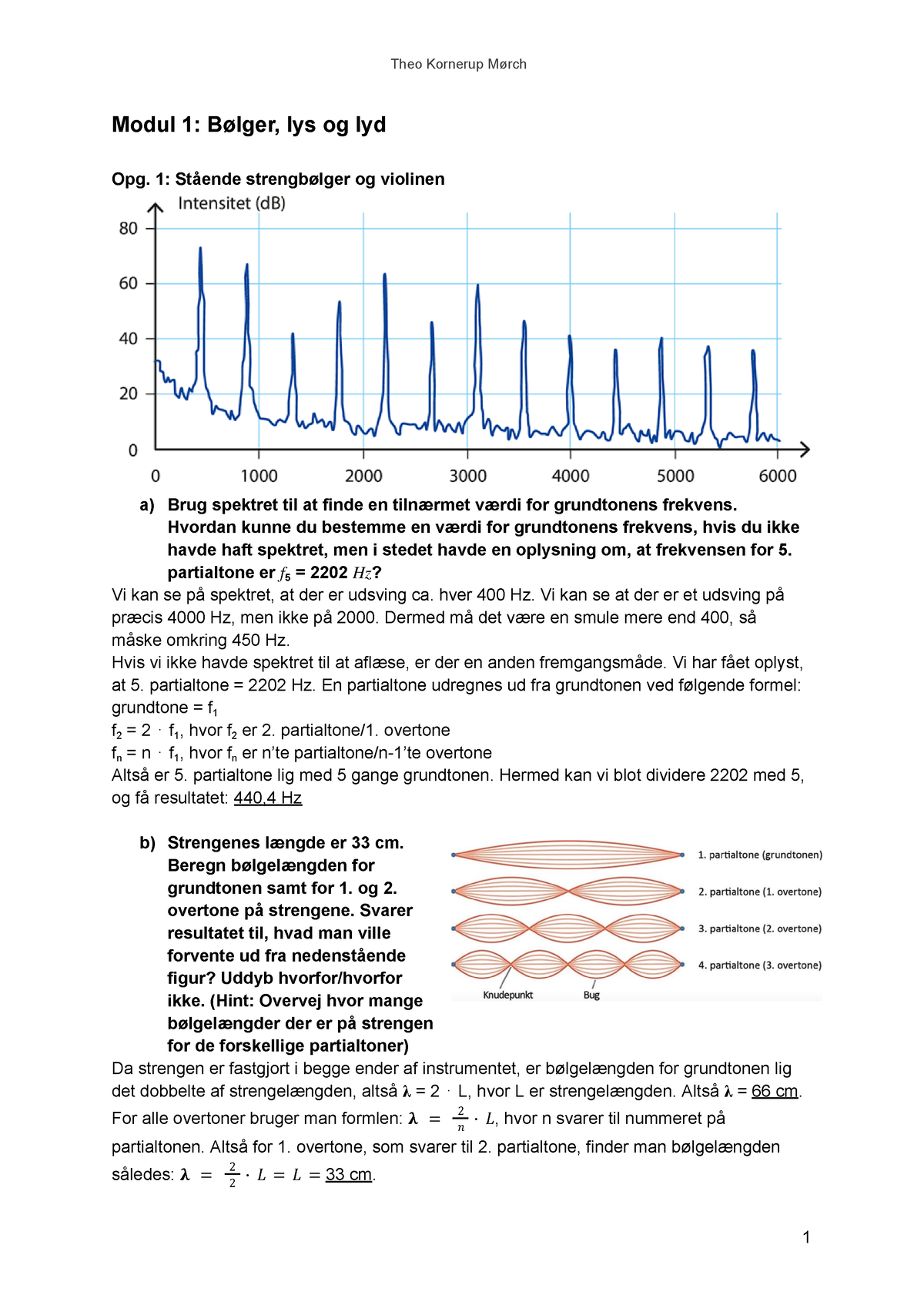 Fysik Aflevering 1.1 - Modul 1: Bølger, Lys Og Lyd Opg. 1: Stående ...