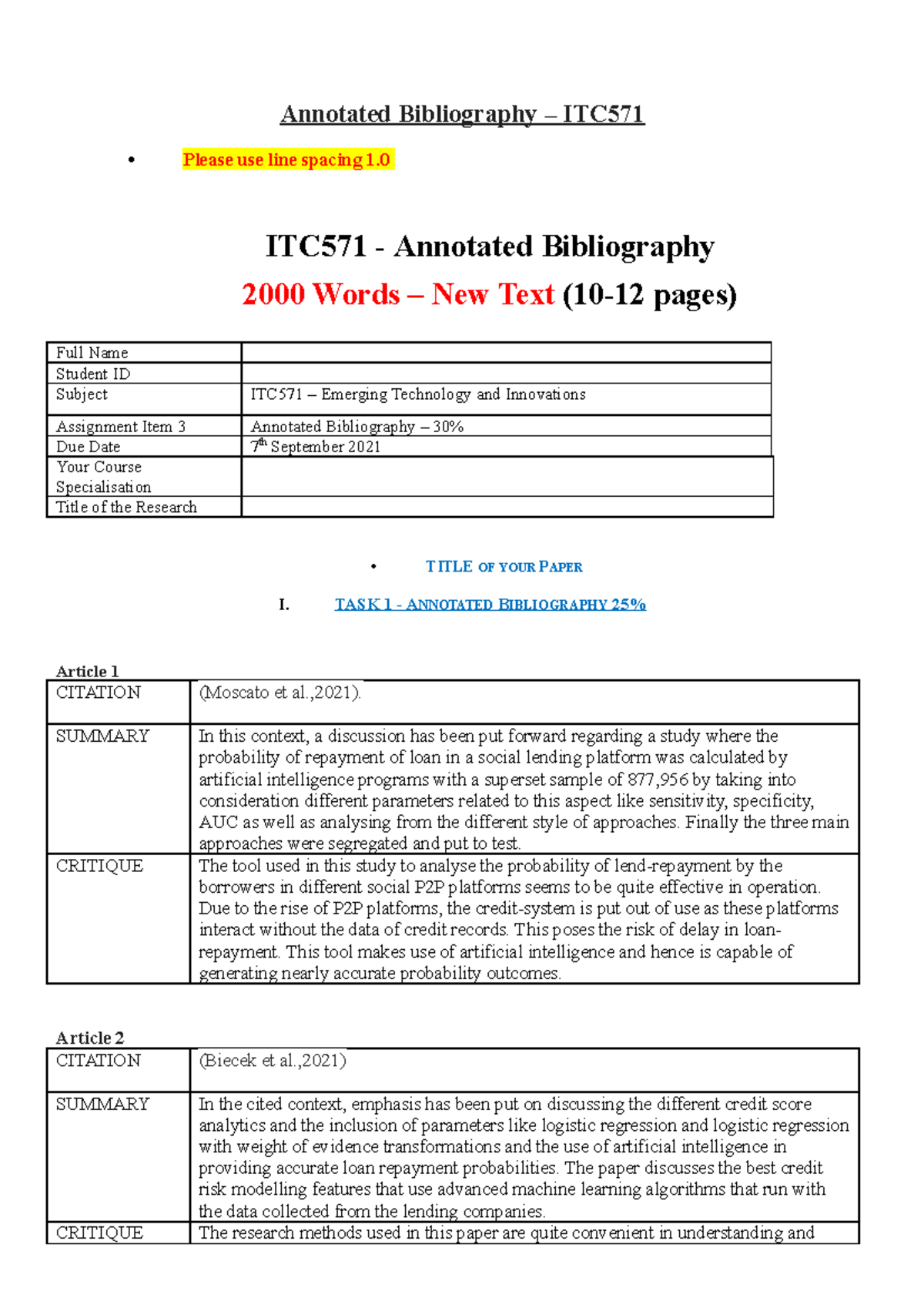 A3 Annotated Bibliography Template 202160 - Annotated Bibliography ...