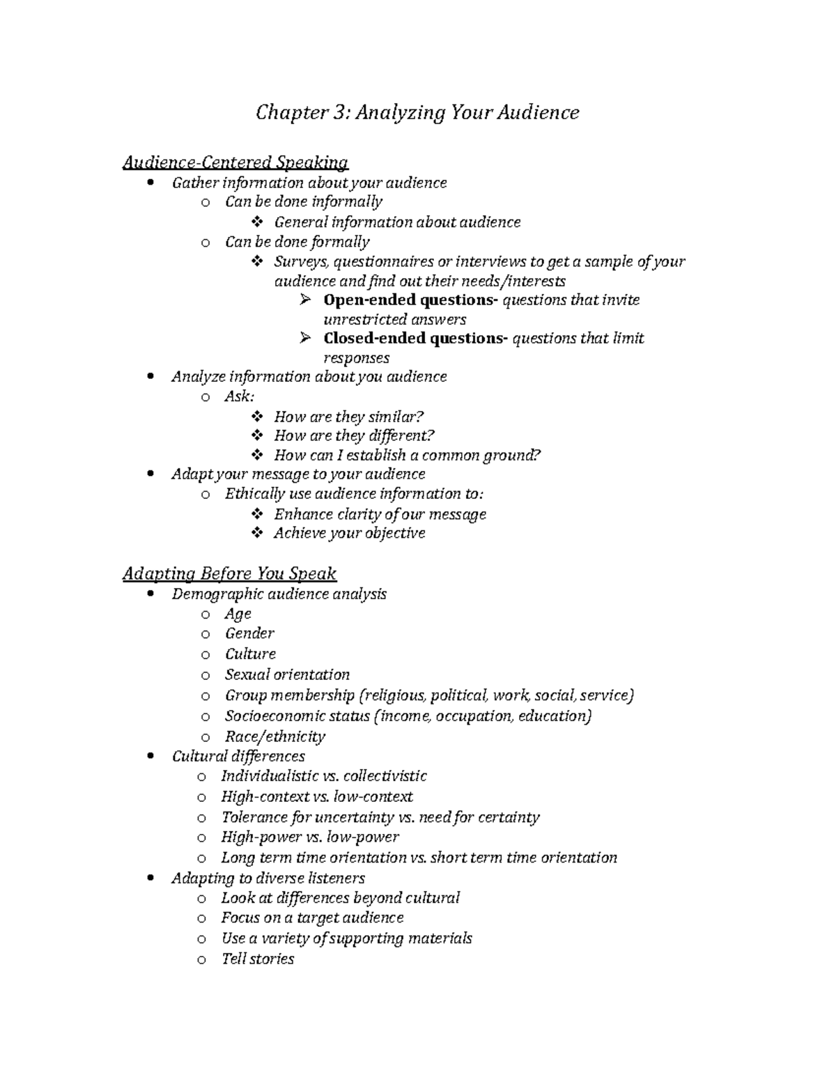 Chapter 3 - Professor was Jill Ennis - Chapter 3: Analyzing Your ...