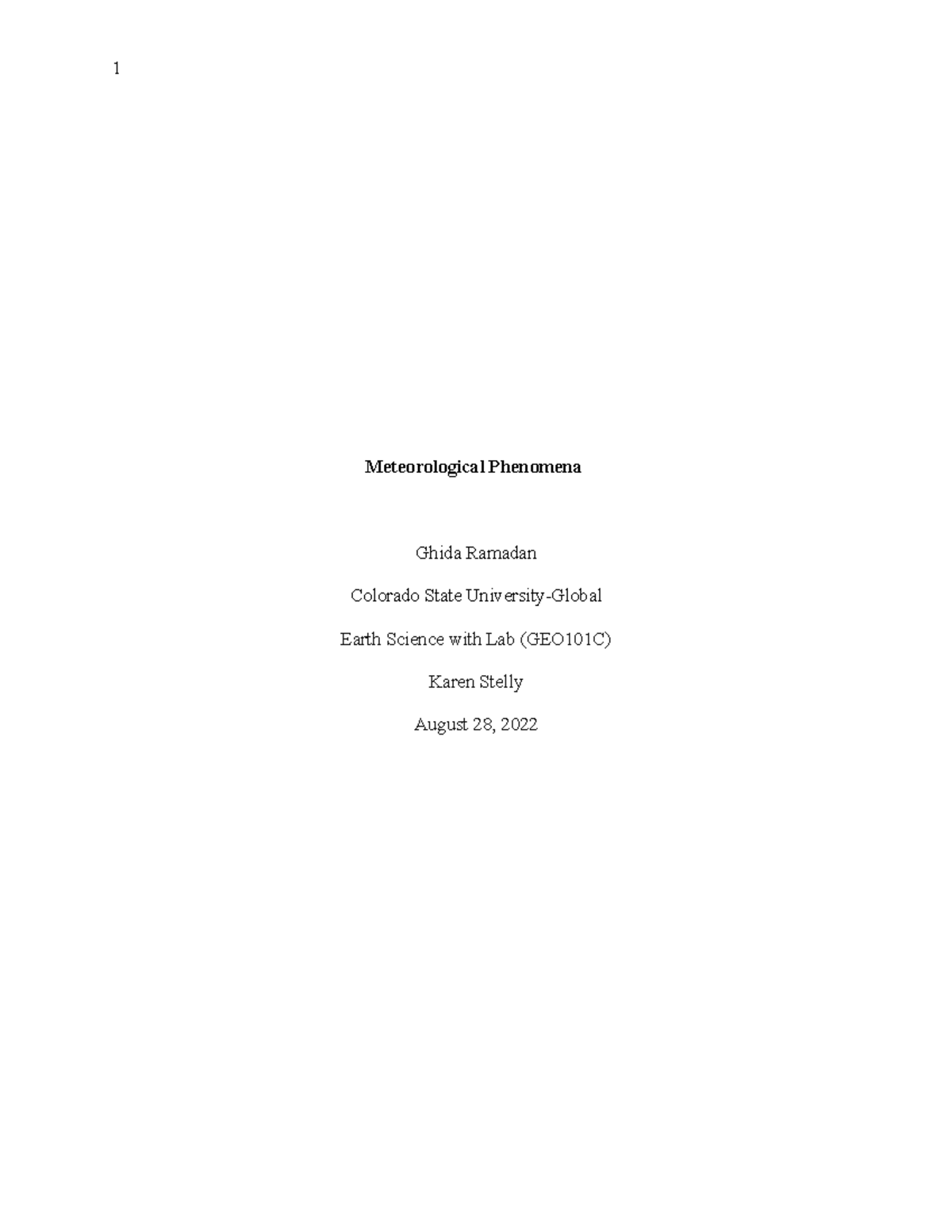 Meteorological Phenomena - Meteorological Phenomena Ghida Ramadan ...