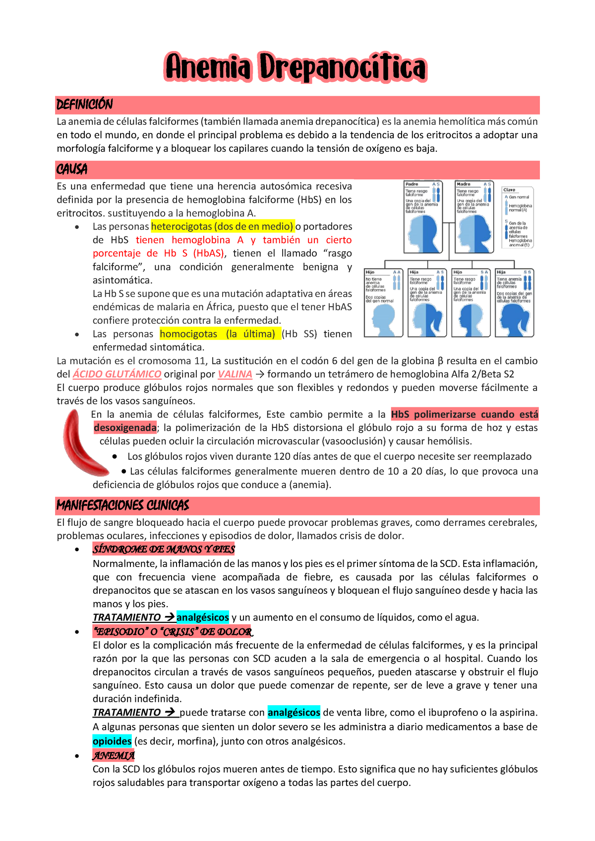 Anemia Drepanocitica - Medicina III - UCSM - Studocu