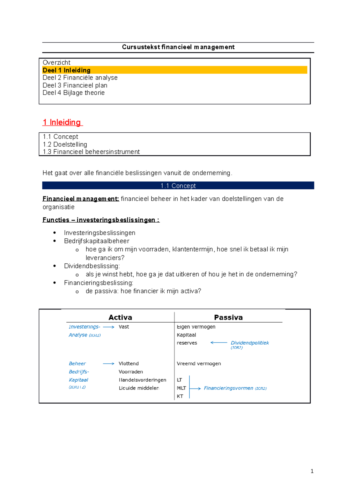 Samenvatting Financieel Management - IOR 1 - Alle Hoofdstukken ...