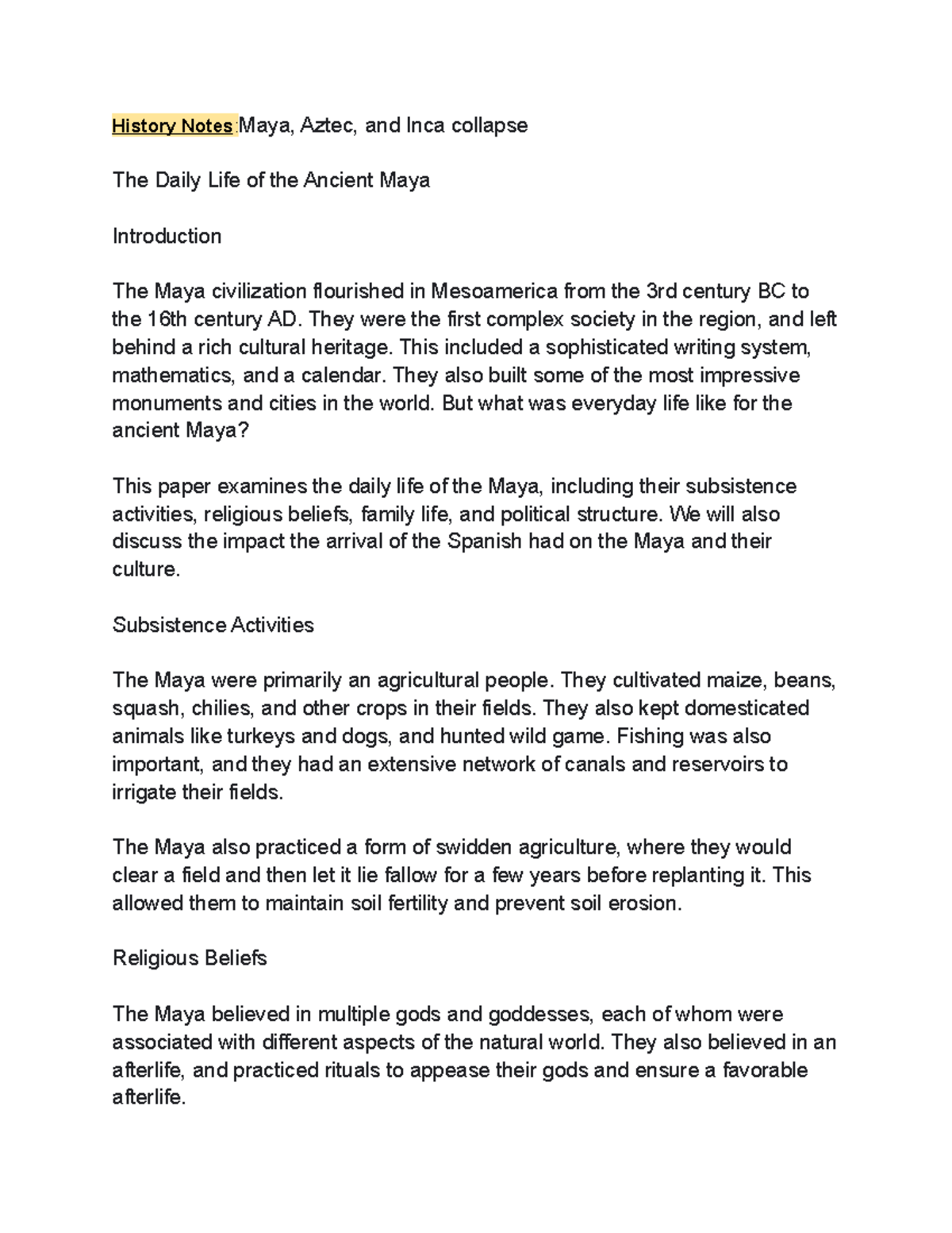 History AP - 2023-01-04T020915 - History Notes:Maya, Aztec, and Inca ...