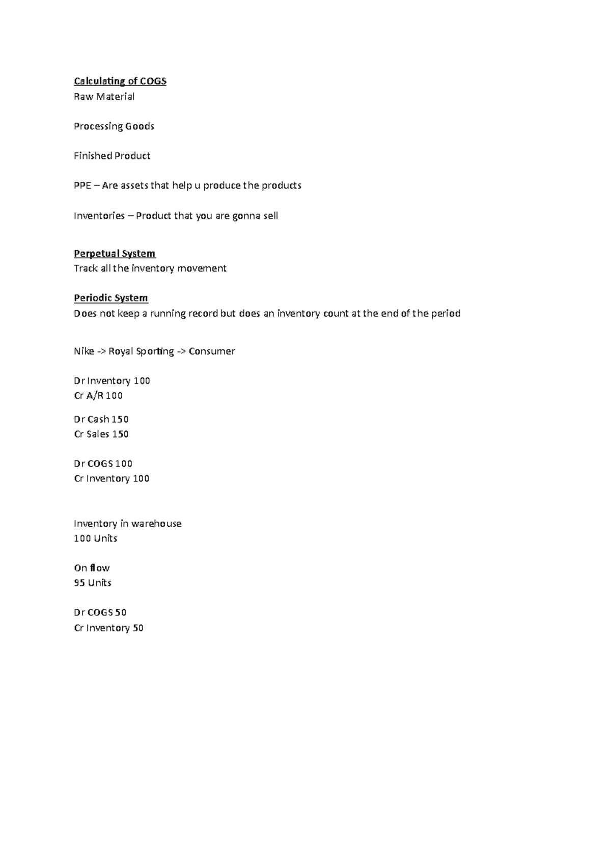 ACC201 s3 - Su3 notes - Calculating of COGS Raw Material Processing ...