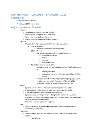 Introduction to Database Design and Development lectures 1to4 20202021 ...