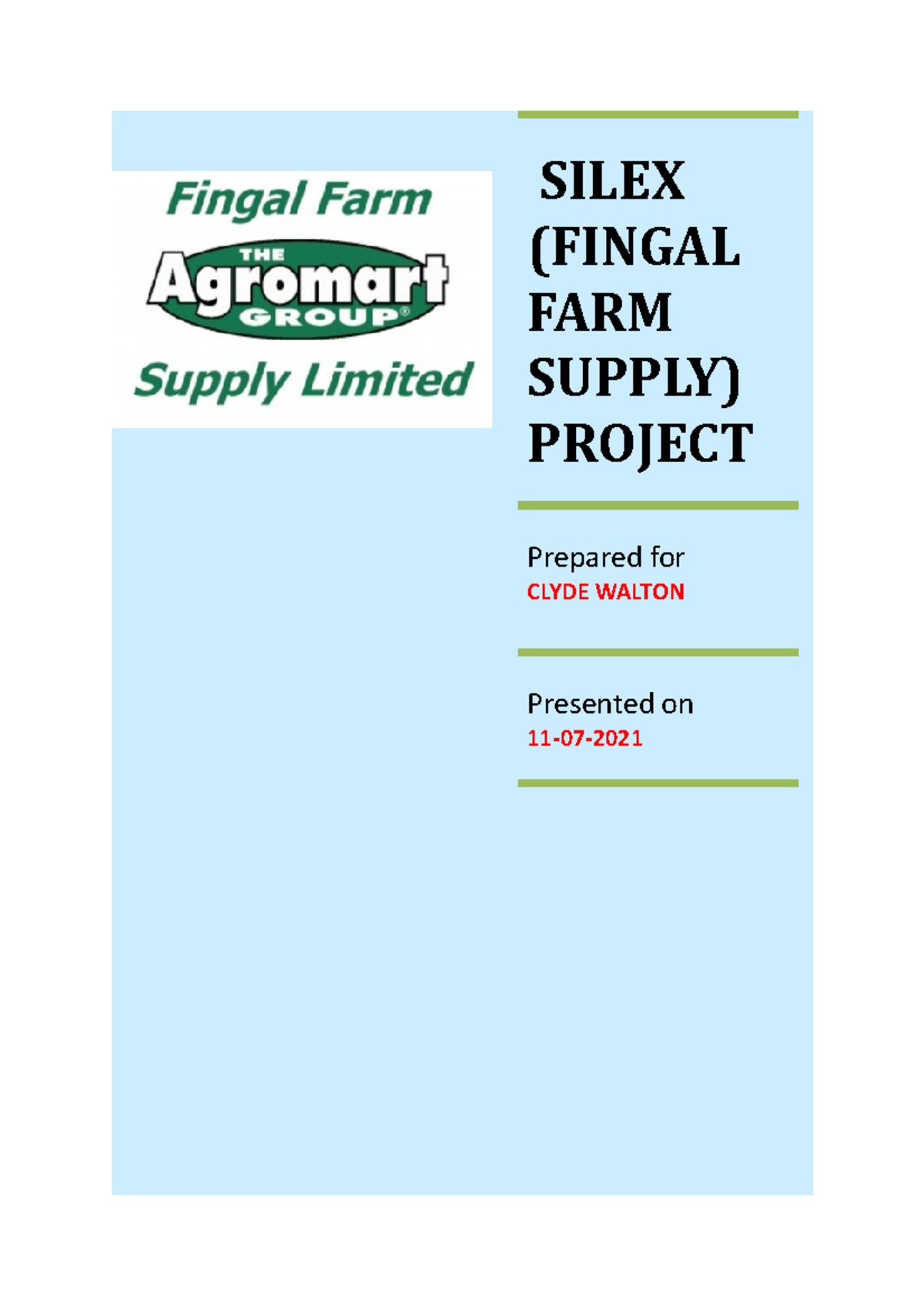 Silex repaart Mandatory SILEX (FINGAL FARM SUPPLY) PROJECT Prepared