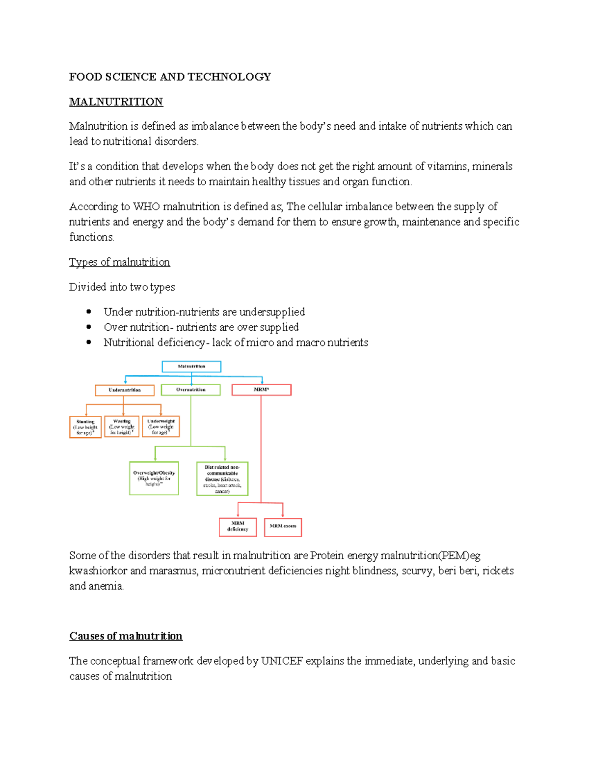 Malnutrition - food science and technology - FOOD SCIENCE AND ...