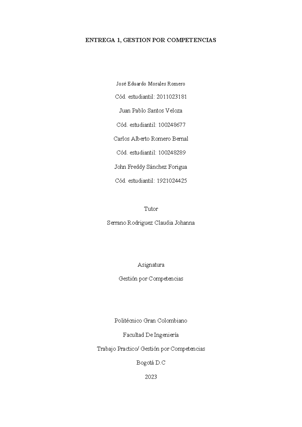 Entrega 2 Final Gestion por competencias - ENTREGA 1, GESTION POR ...