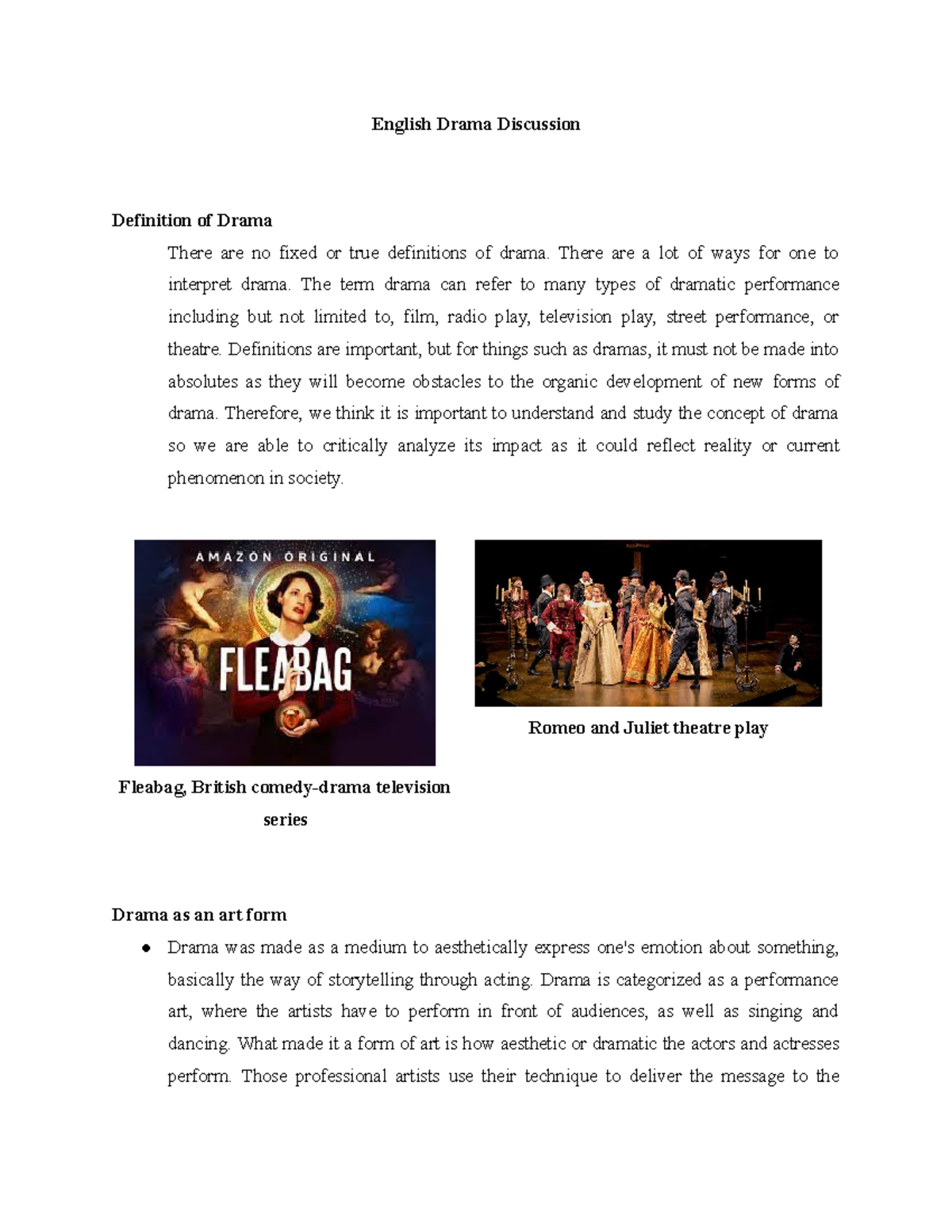 English Drama Discussion - English Drama Discussion Definition of Drama ...