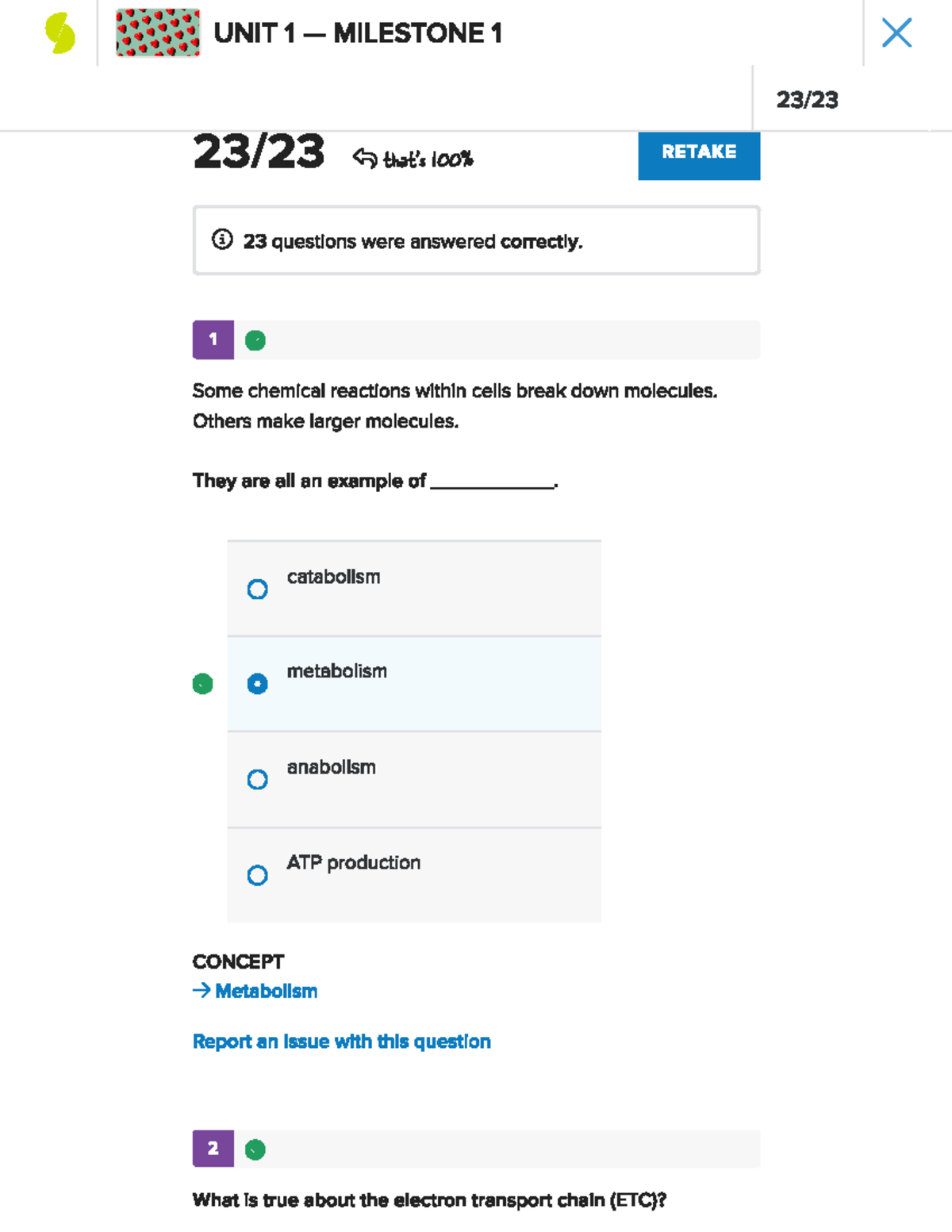 Milestone 1 - Basic Human Biology Concepts - UNIT 1 MILESTONE 1 RETAKE ...