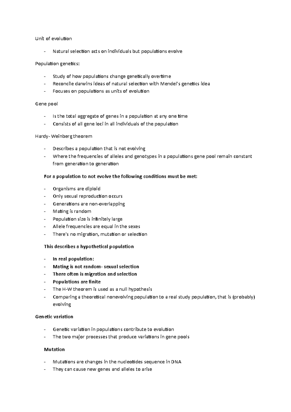 Unit of evlution - notes on evolution - Unit of evolution - Natural ...