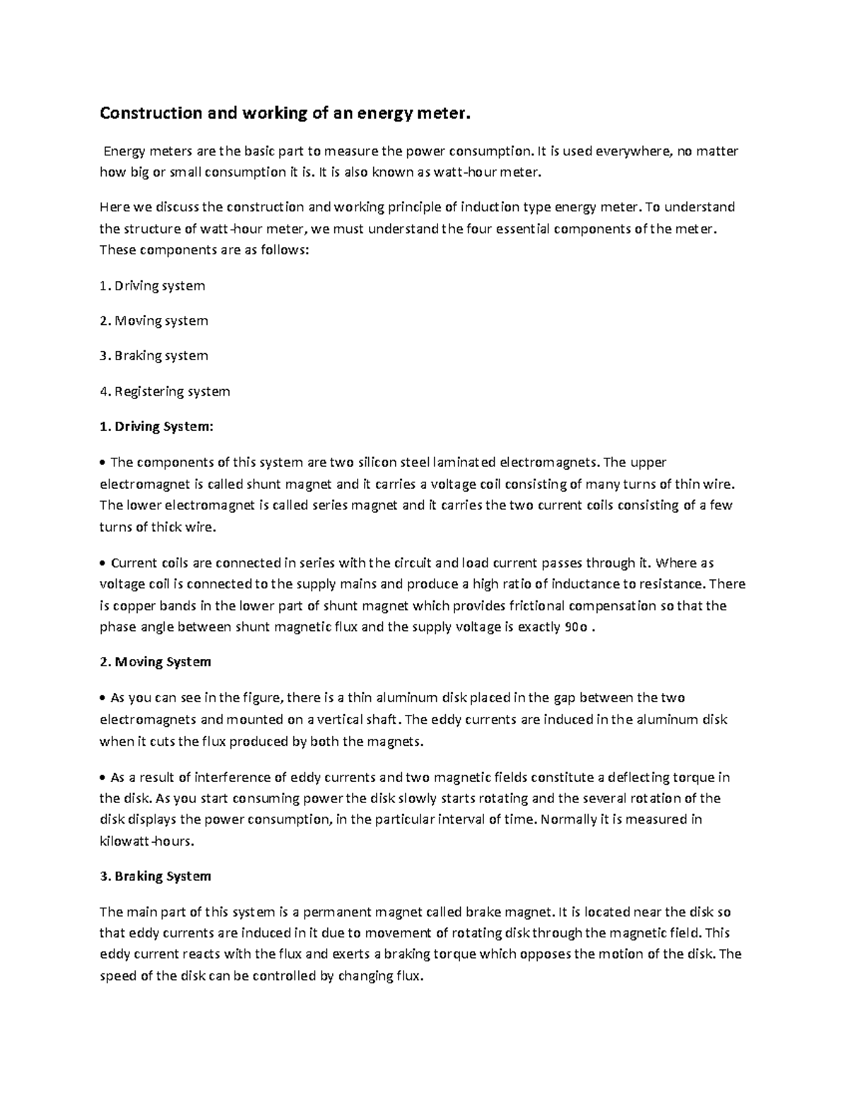 Construction and working of an energy meter. - Energy meters are the ...