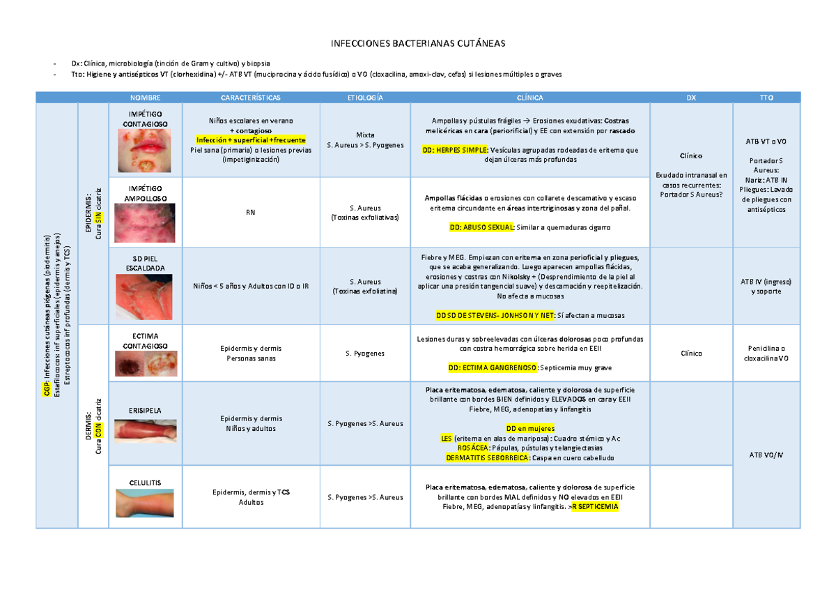 Tema Infecciones Bacterianas Cut Neas Infecciones Bacterianas Cut Neas Dx Cl Nica Studocu