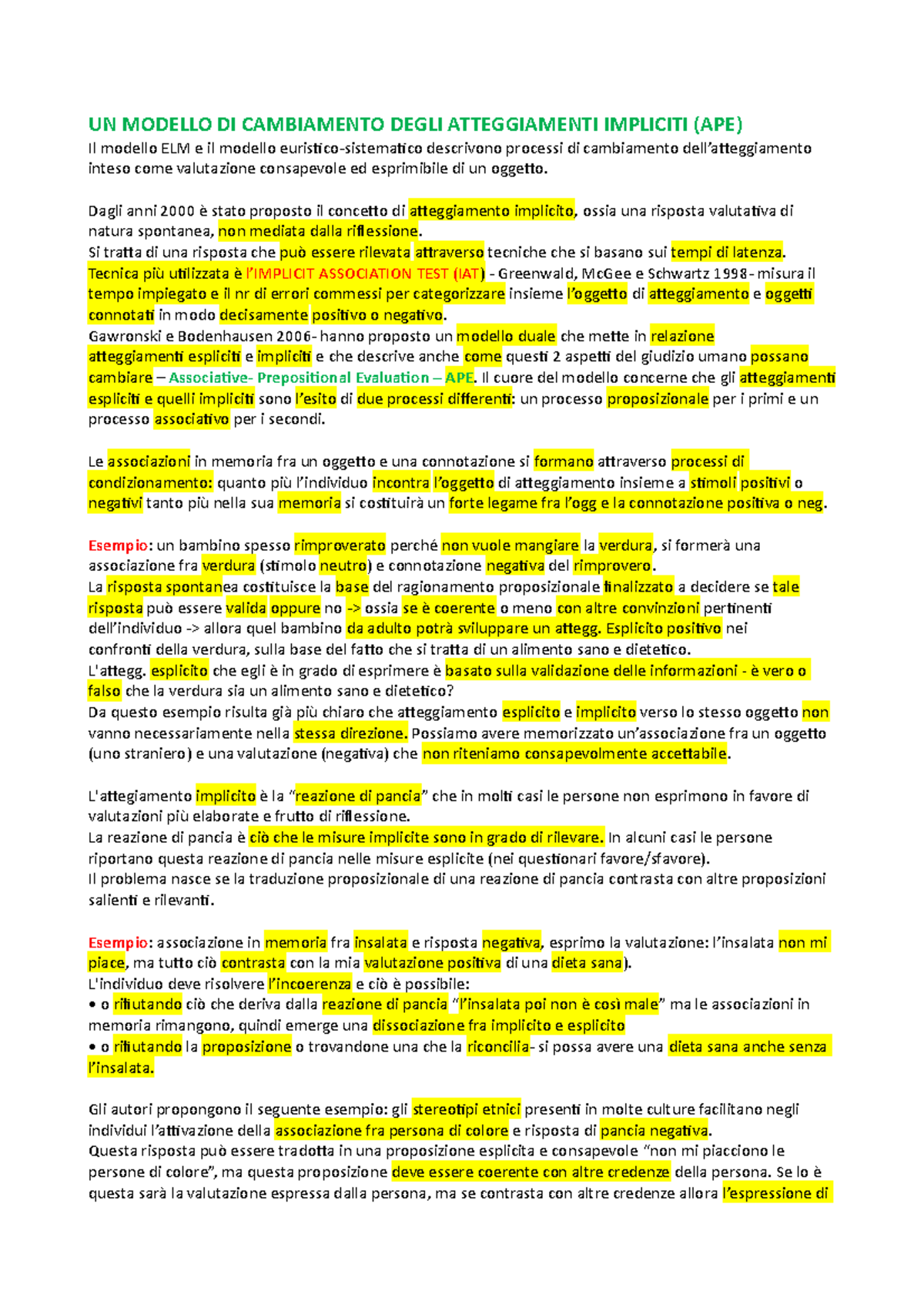 IMPO APE Model 2 - UN MODELLO DI CAMBIAMENTO DEGLI ATTEGGIAMENTI ...