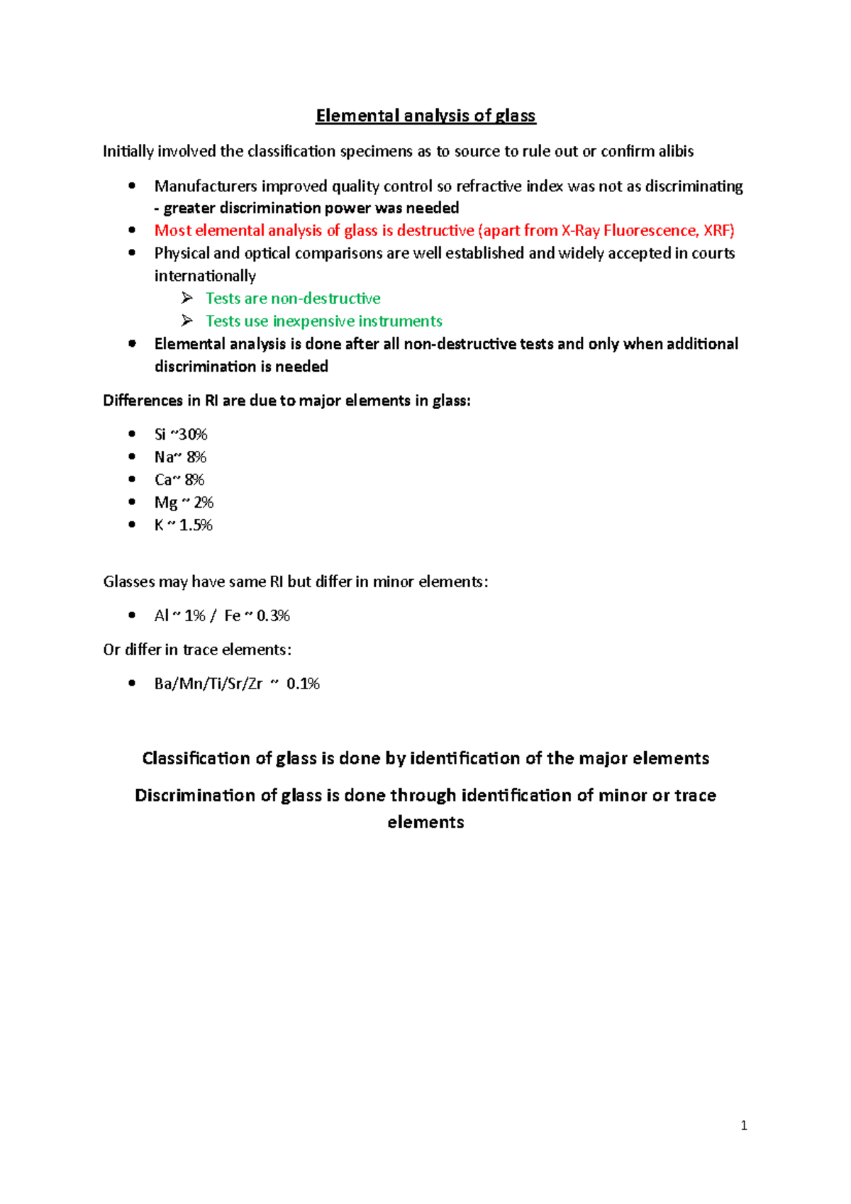 Elemental Analysis of Glass - Elemental analysis of glass Initially ...