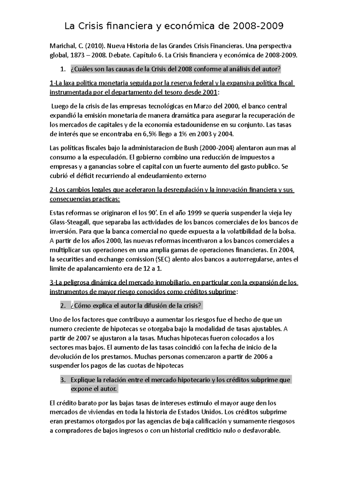 Marichal - La Crisis financiera y económica de 2008-2009 cap 6 - La ...