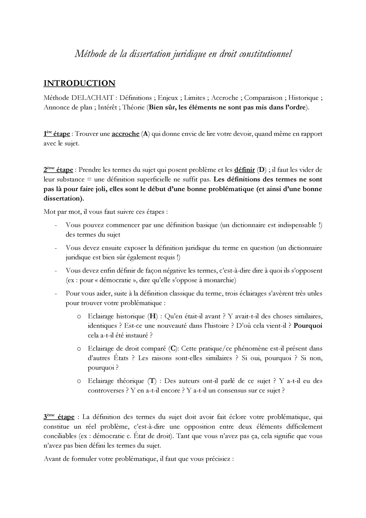 Methode De La Dissertation Juridique En Droit Constitutionnel Methode De La Dissertation Juridique Studocu