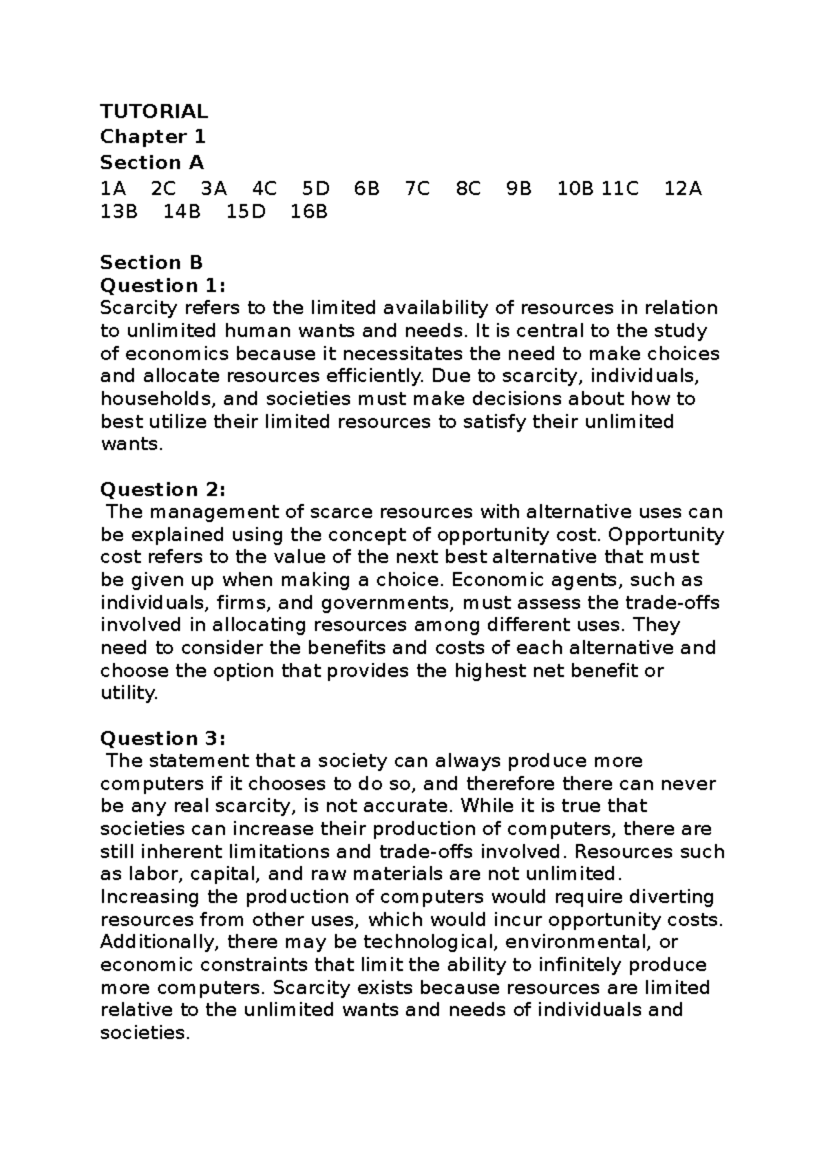 Microe - TUTORIAL Chapter 1 Section A 1A 2C 3A 4C 5D 6B 7C 8C 9B 10B ...