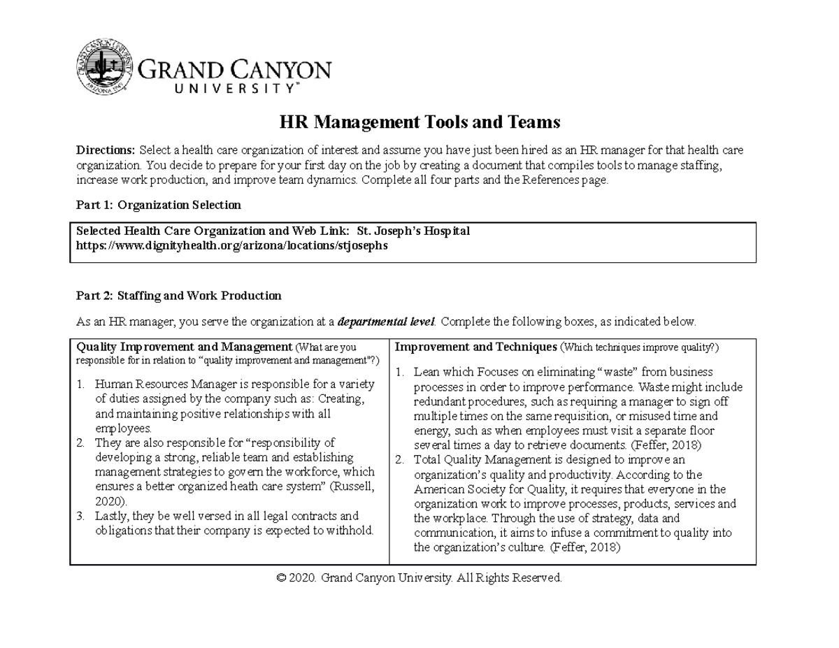 benchmark assignment hr management tools and teams