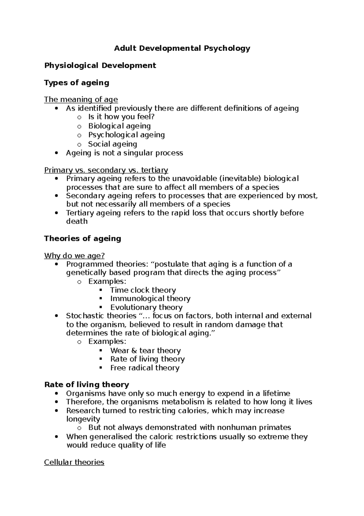 Physiological changes week 2 - Adult Developmental Psychology ...