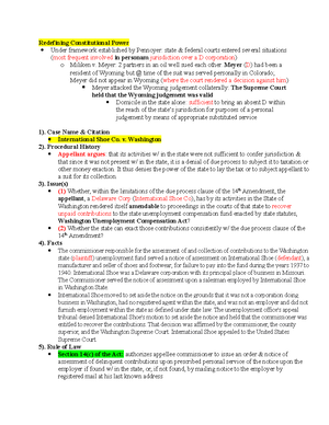 Civil Procedure Outline - Personal Jurisdiction: If an individual lacks ...