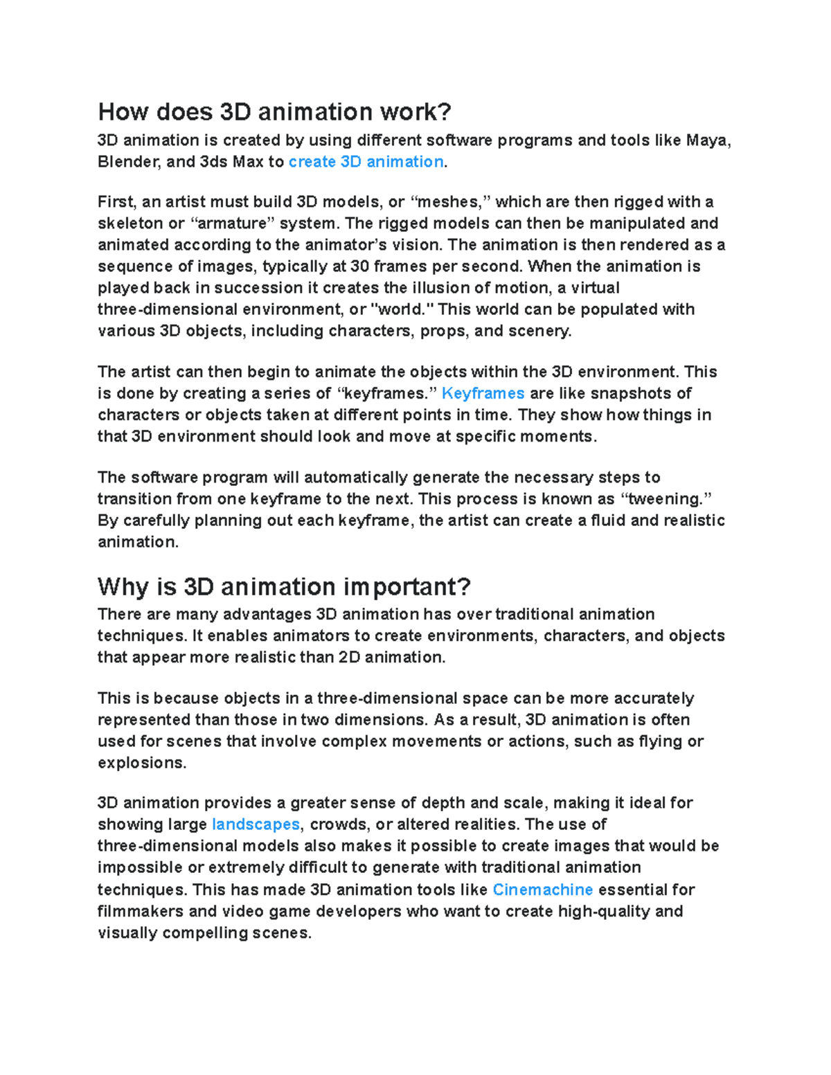 3d animate - notes - How does 3D animation work? 3D animation is ...