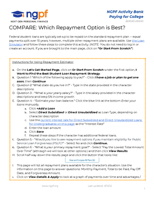 5 - Worksheet - NGPF Activity Bank Paying For College FINE PRINT ...