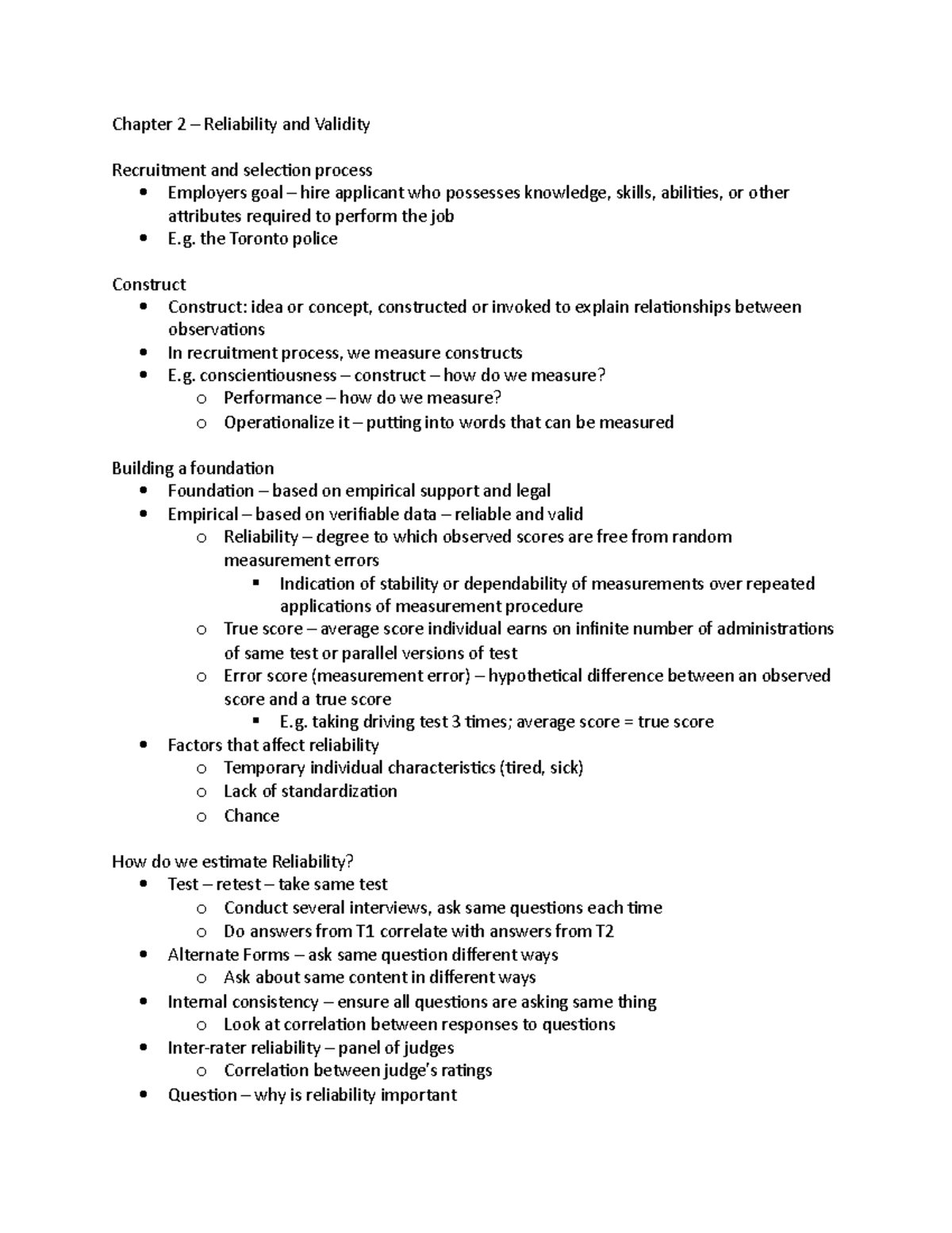 Chapter 2 – Reliability and Validity - Chapter 2 – Reliability and ...