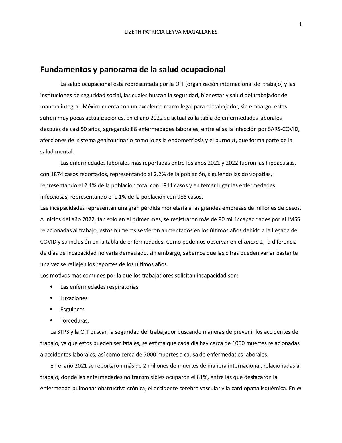 Fundamentos Salud Ocupacional Lizeth Patricia Leyva Magallanes Fundamentos Y Panorama De La 2396