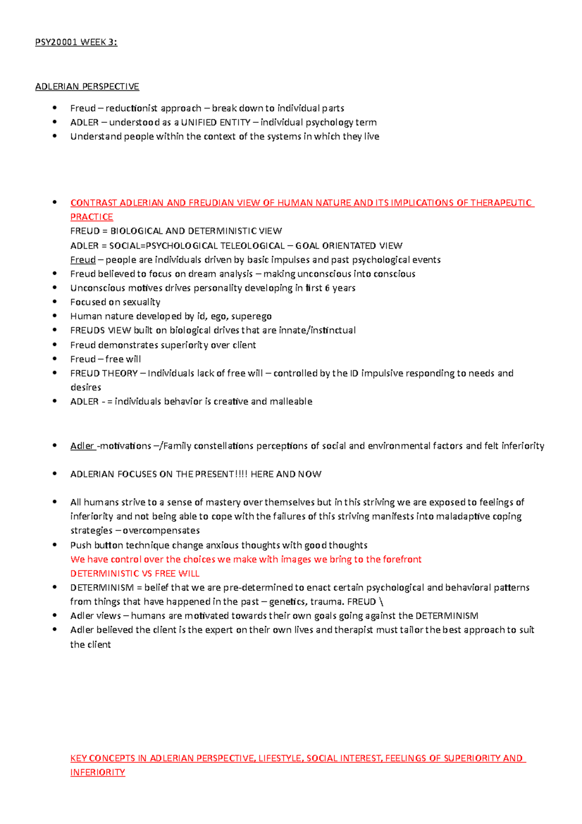 PSY2000 1 WEEK 3 - Theories of counselling notes from week 3 - PSY20001 ...