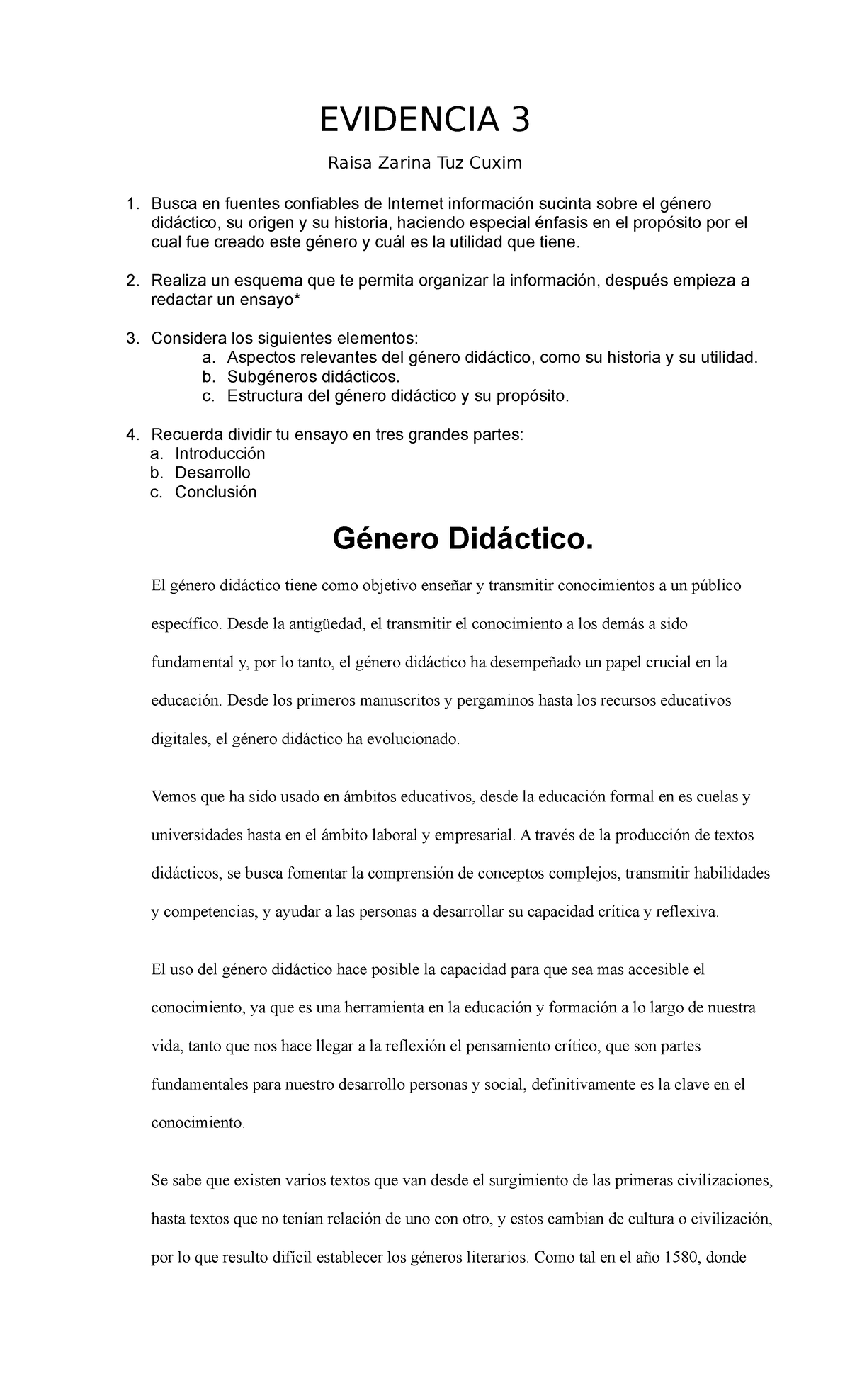 Evidencia 3 literatura - EVIDENCIA 3 Raisa Zarina Tuz Cuxim Busca en ...