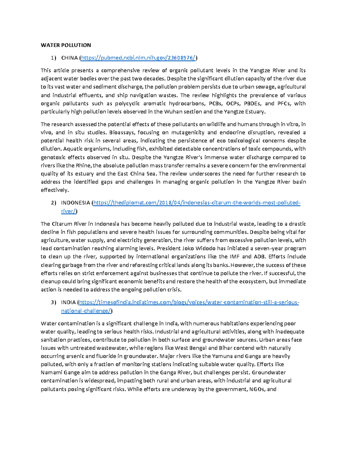 Water Pollution WATER POLLUTION CHINA (pubmed.ncbi.nlm.nih/23608976
