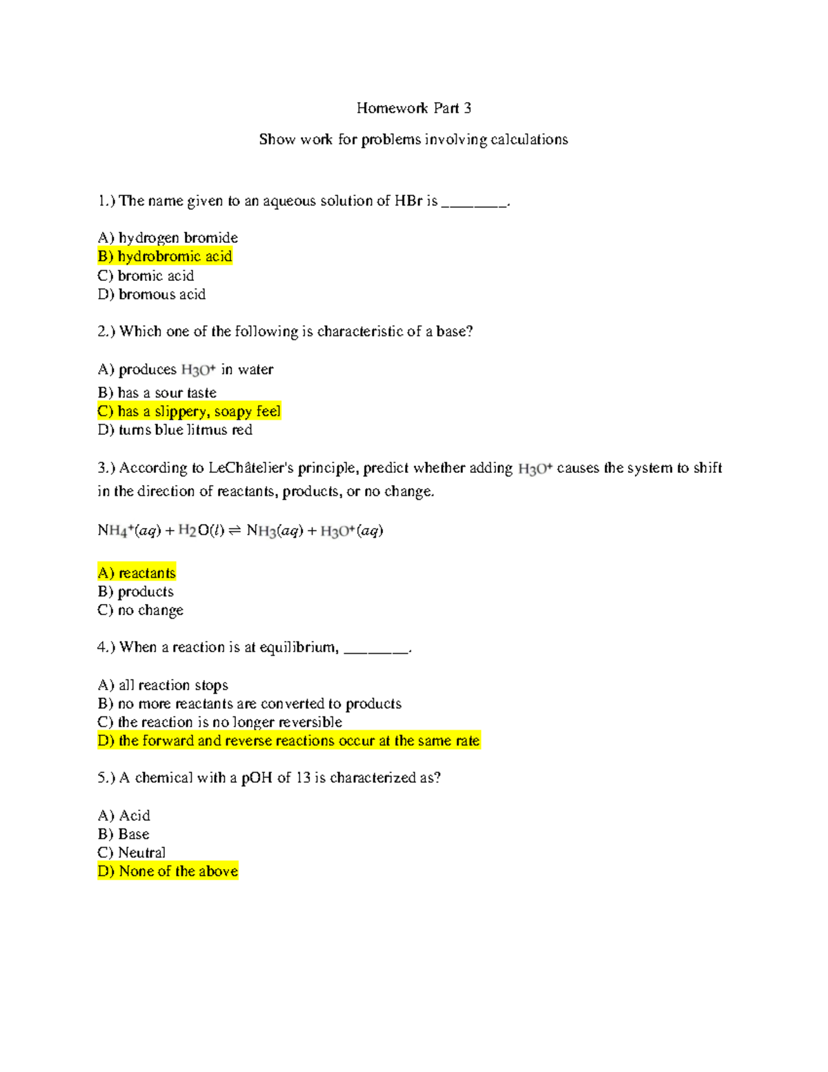 Homework Part 3-1 - n/a - Homework Part 3 Show work for problems ...