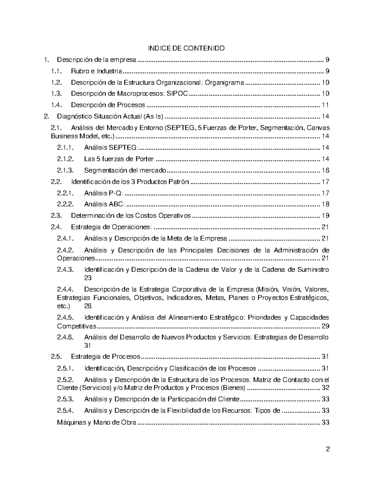 IN61-LAB2-G2 organized - INDICE DE CONTENIDO Descripción de la empresa ...