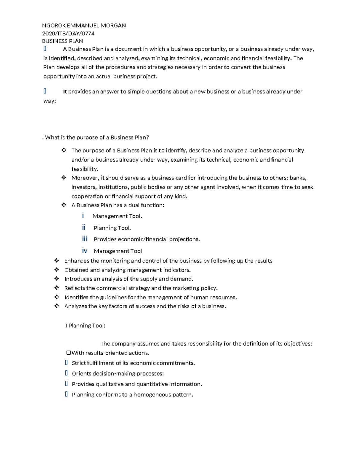 Enterpruenship coursework - 2020/ITB/DAY/ BUSINESS PLAN 9 A Business ...