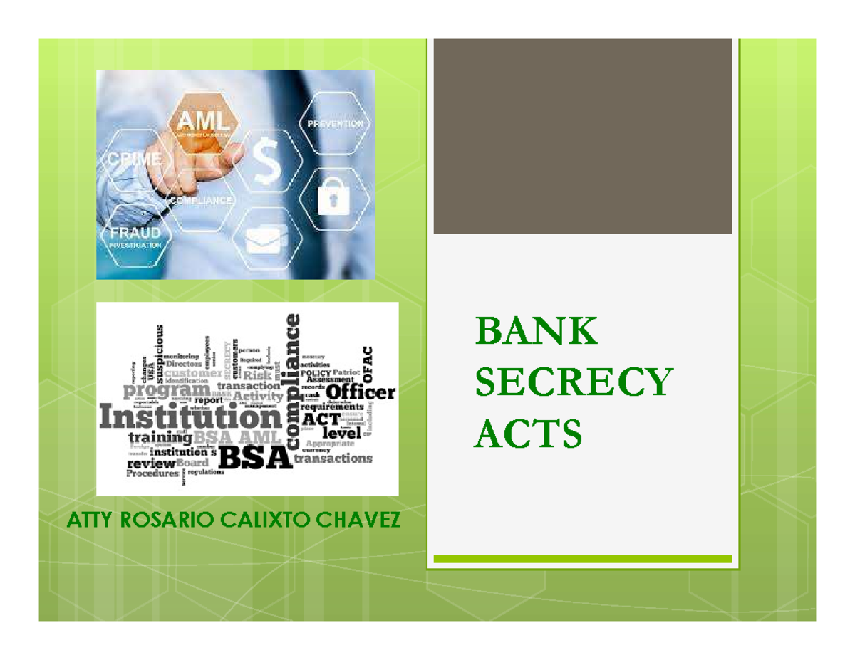 BANK- Secrecy-ACT - Ethics - BANK SECRECY ACTS ATTY ROSARIO CALIXTO ...