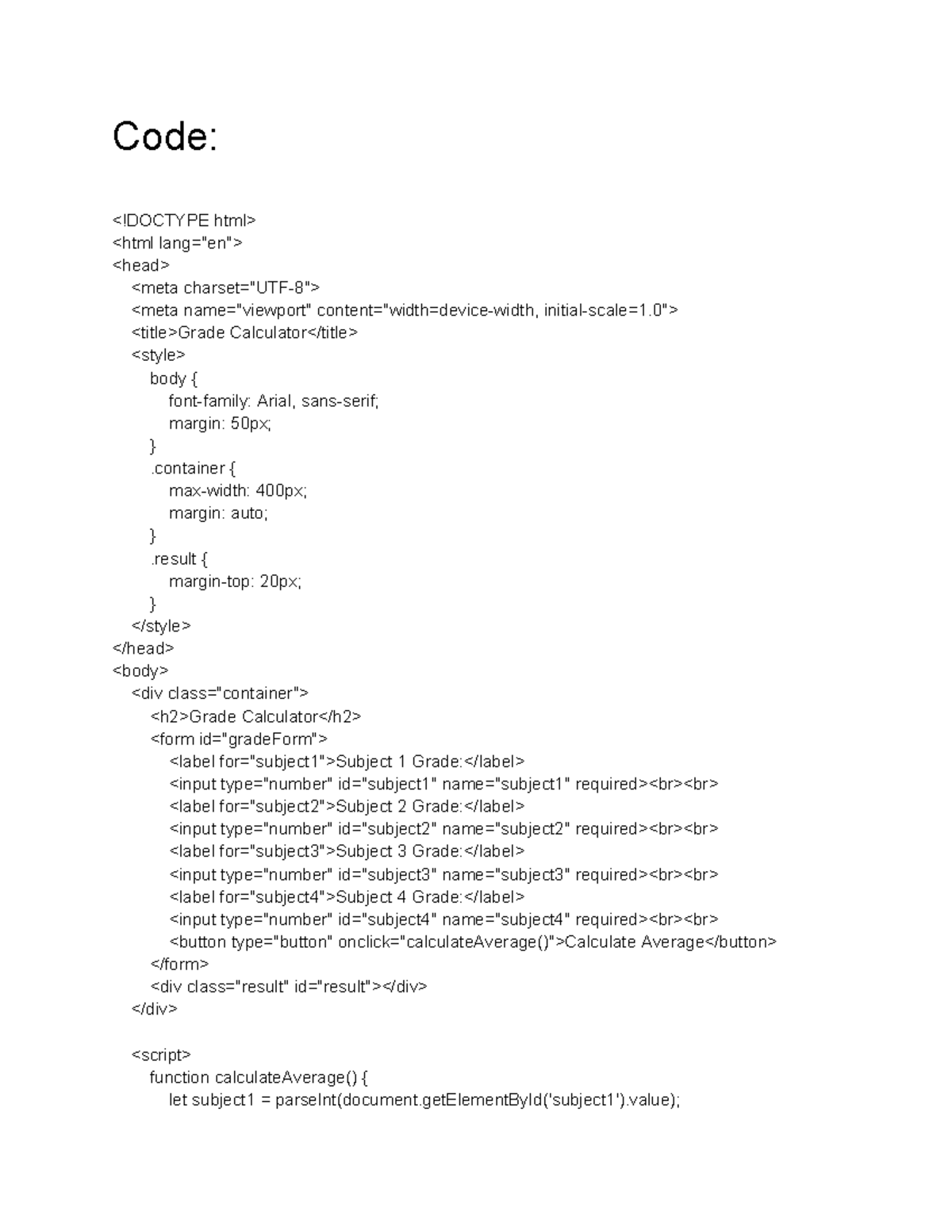 Assignment 2 Front End - Code: - Studocu
