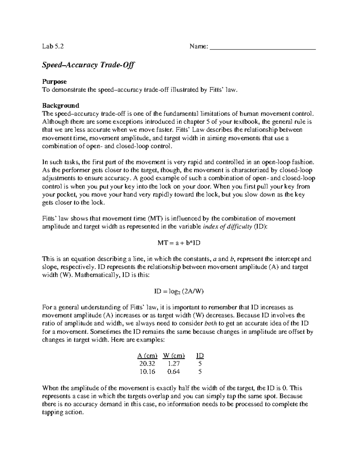 Speed Accuracy Trade Off Examples In Sport