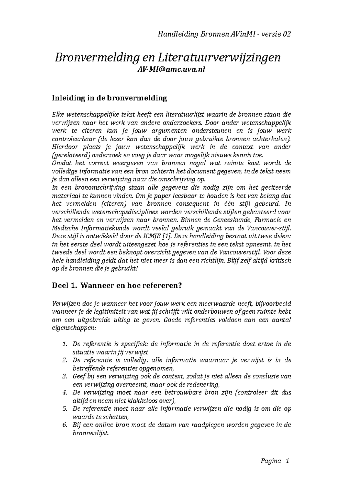 Bronvermelding en Literatuurverwijzingen in MI versie 0.2