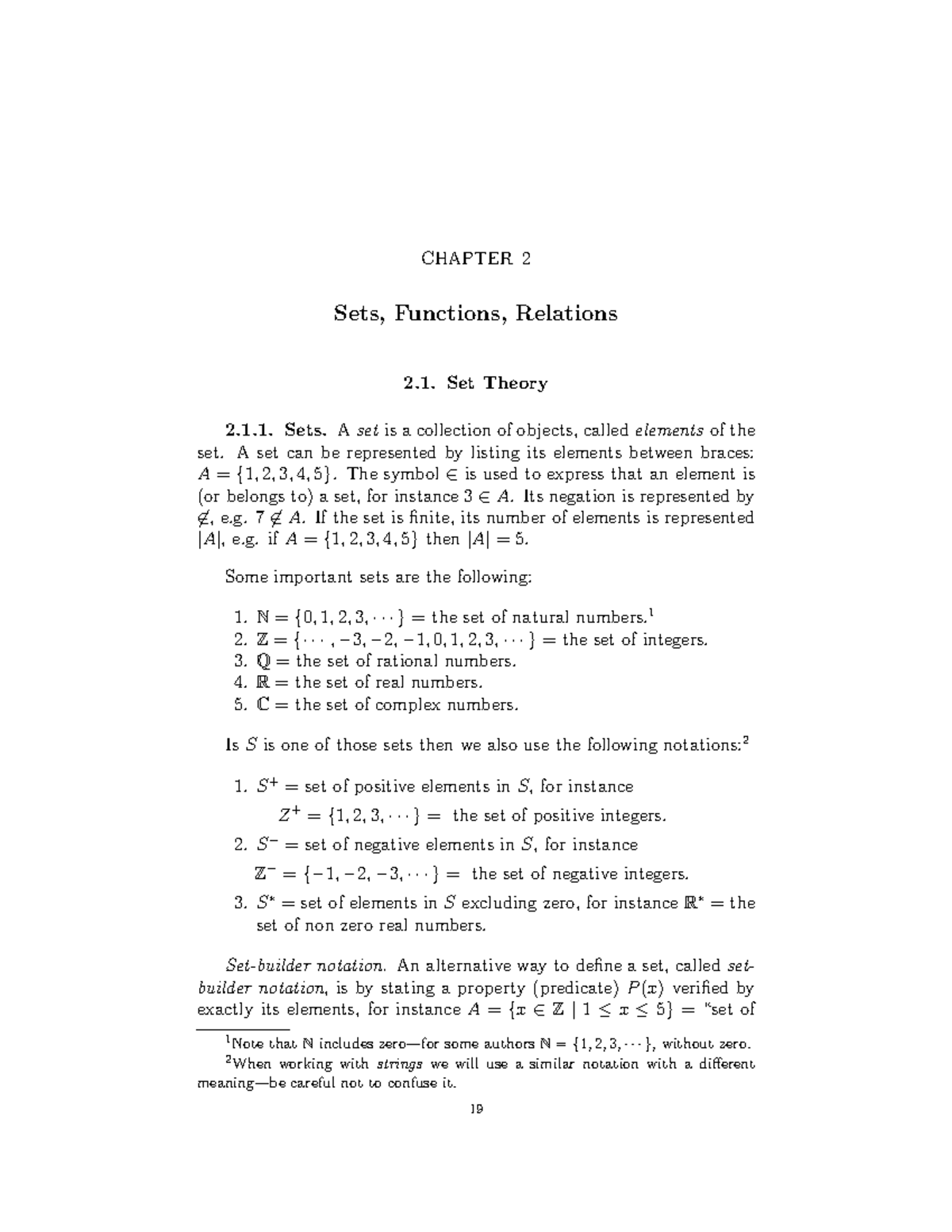 Set Theory - CHAPTER 2 Sets, Functions, Relations Set Theory 2.1. Sets ...