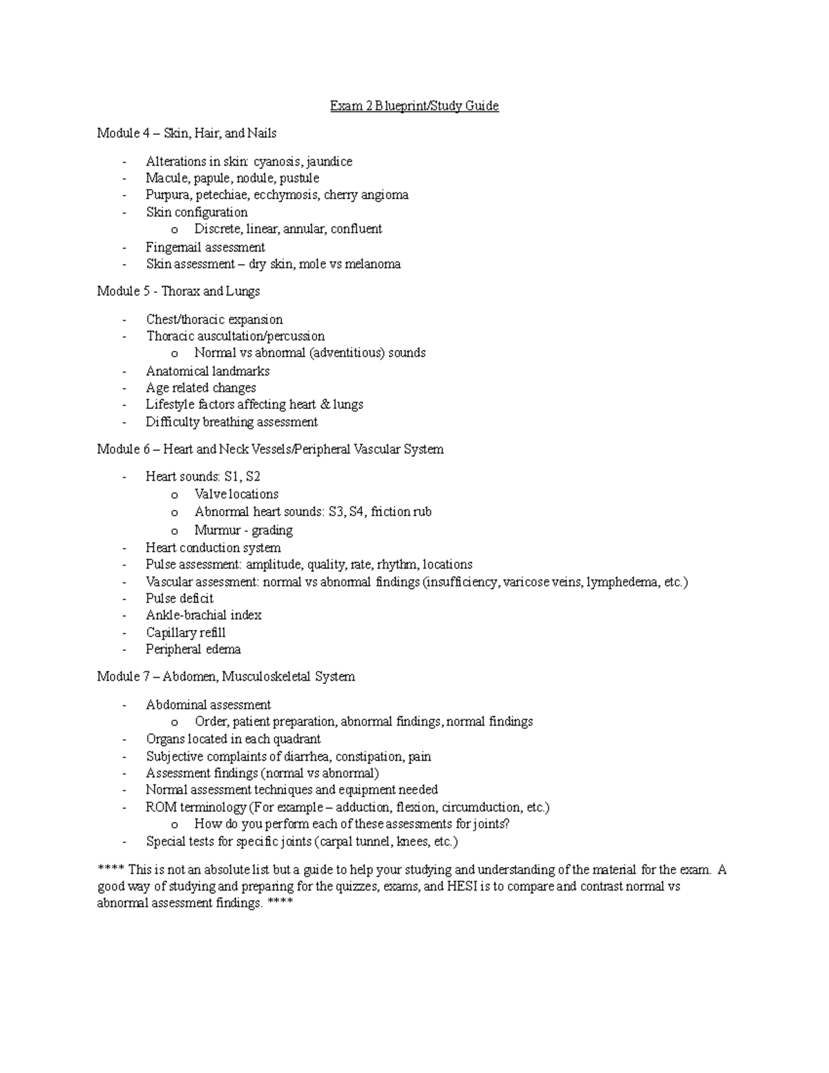 Exam 2 Blueprint - Blue print for exam 2 - Exam 2 Blueprint/Study Guide ...