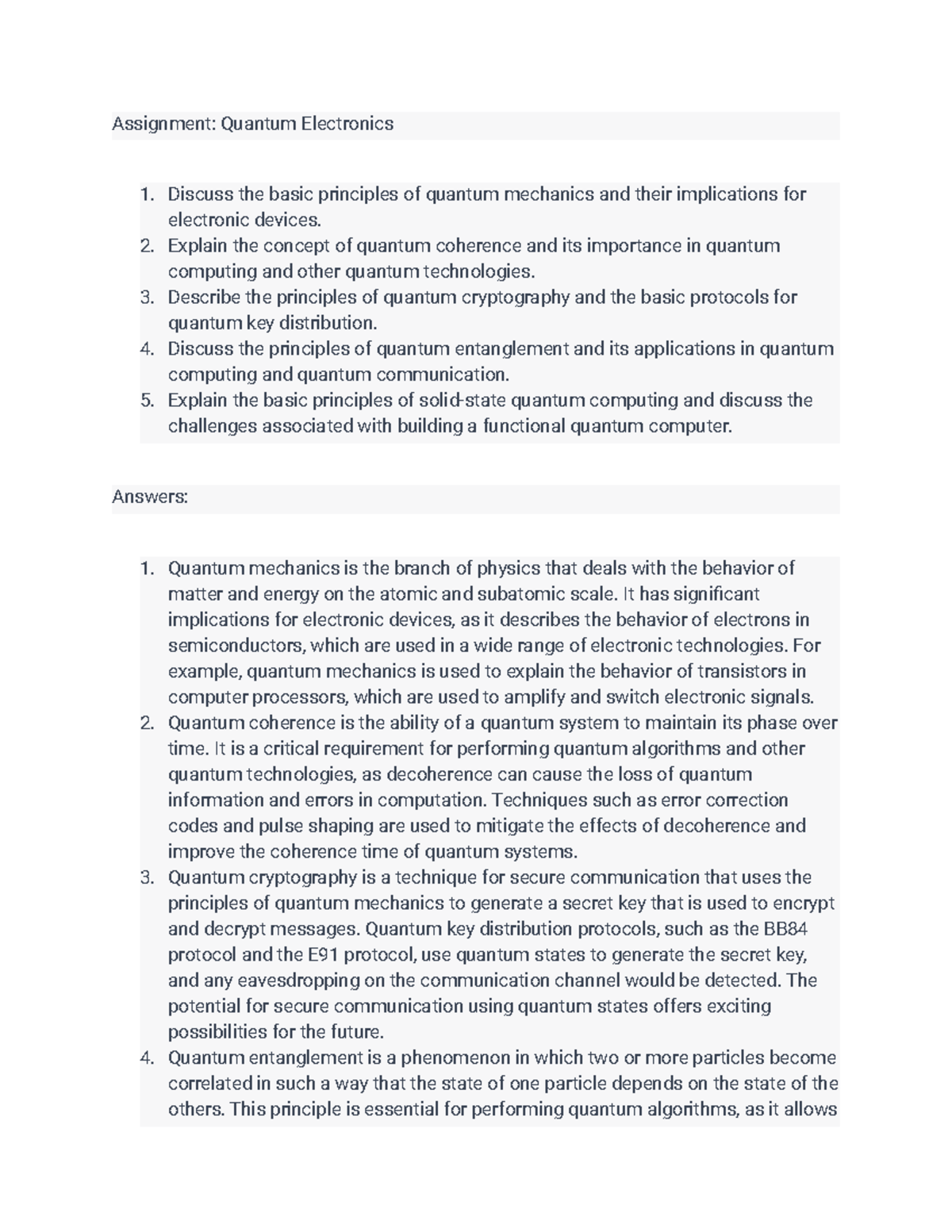 999 - Assignment Quantum Electronics 99 - Assignment: Quantum ...