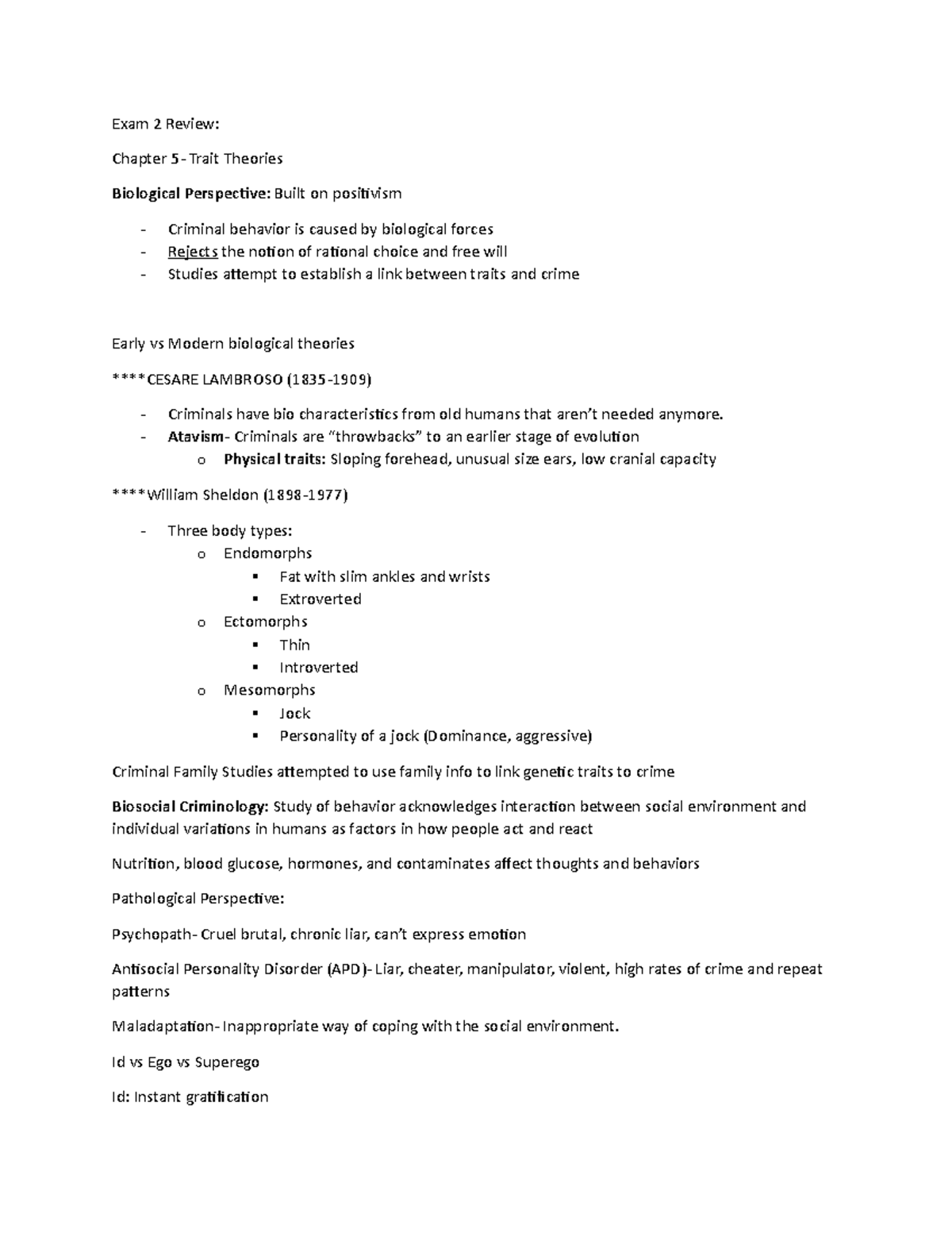 Exam 2 Review (Ch 5 And 6) - Exam 2 Review: Chapter Trait Theories ...