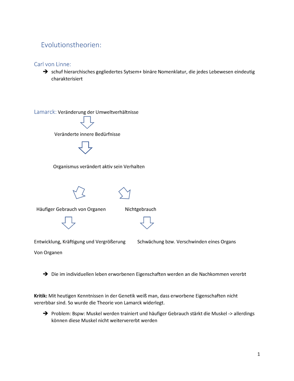 Evolution Lernzettel Zusammenfassung Studocu