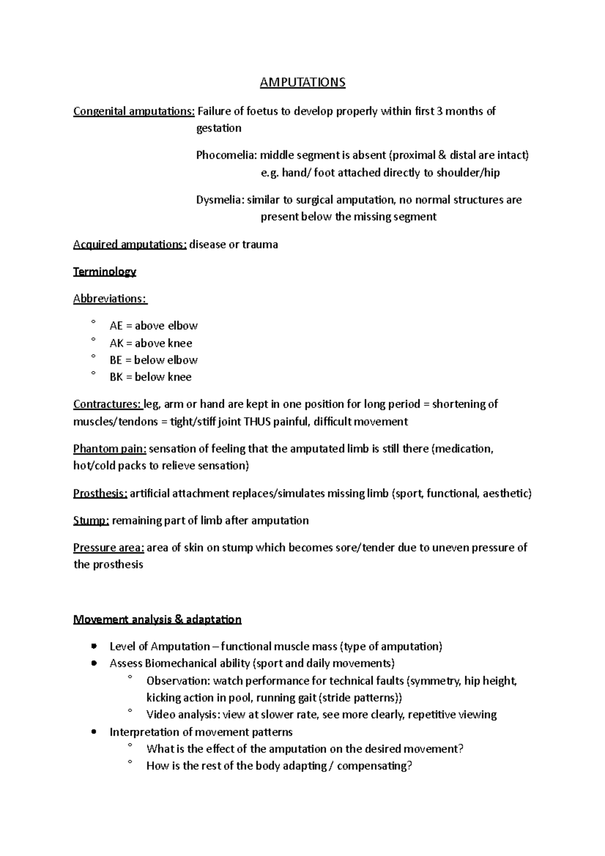 Amputations - AMPUTATIONS Congenital amputations: Failure of foetus to ...