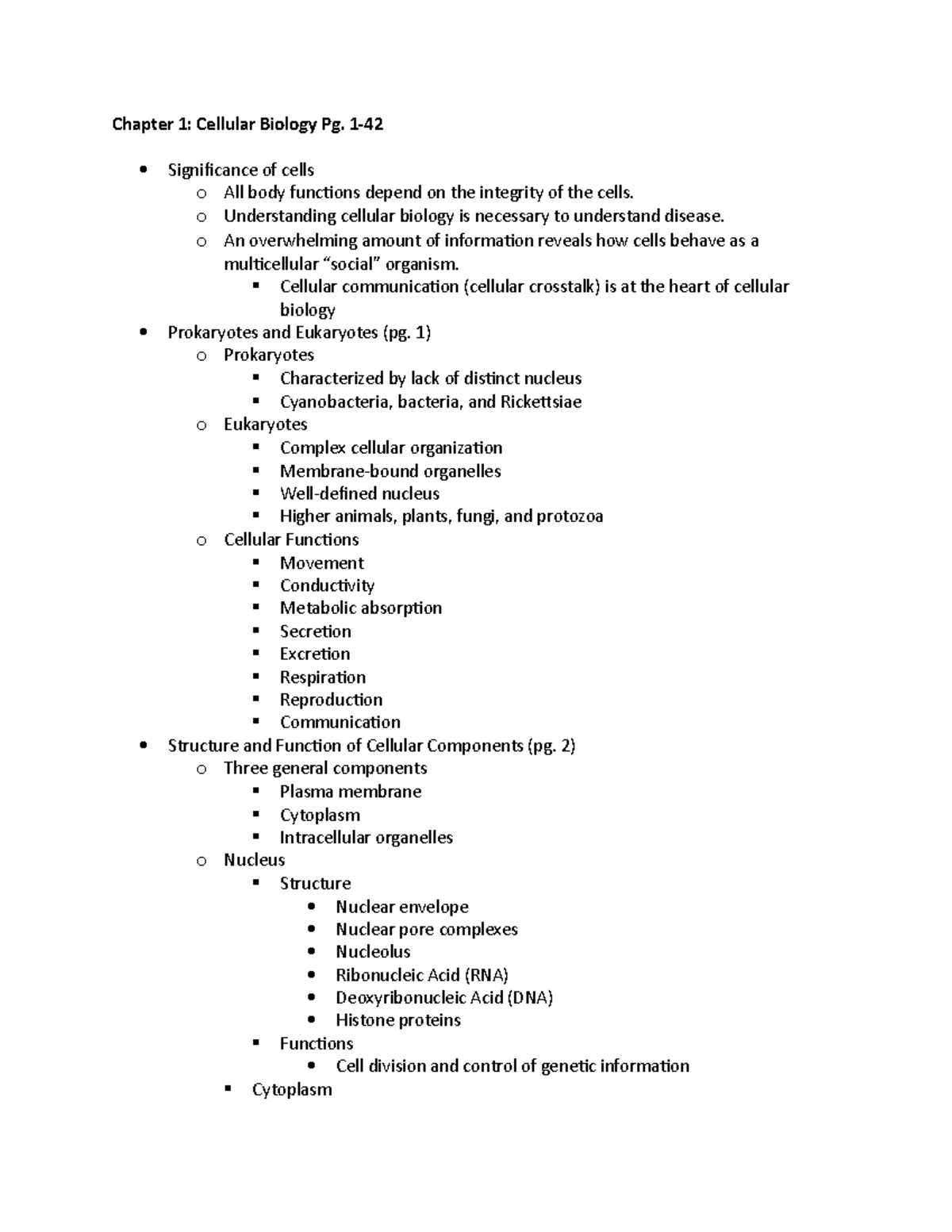 Chapter 1- Powerpoint - Chapter 1: Cellular Biology Pg. 1- Significance ...