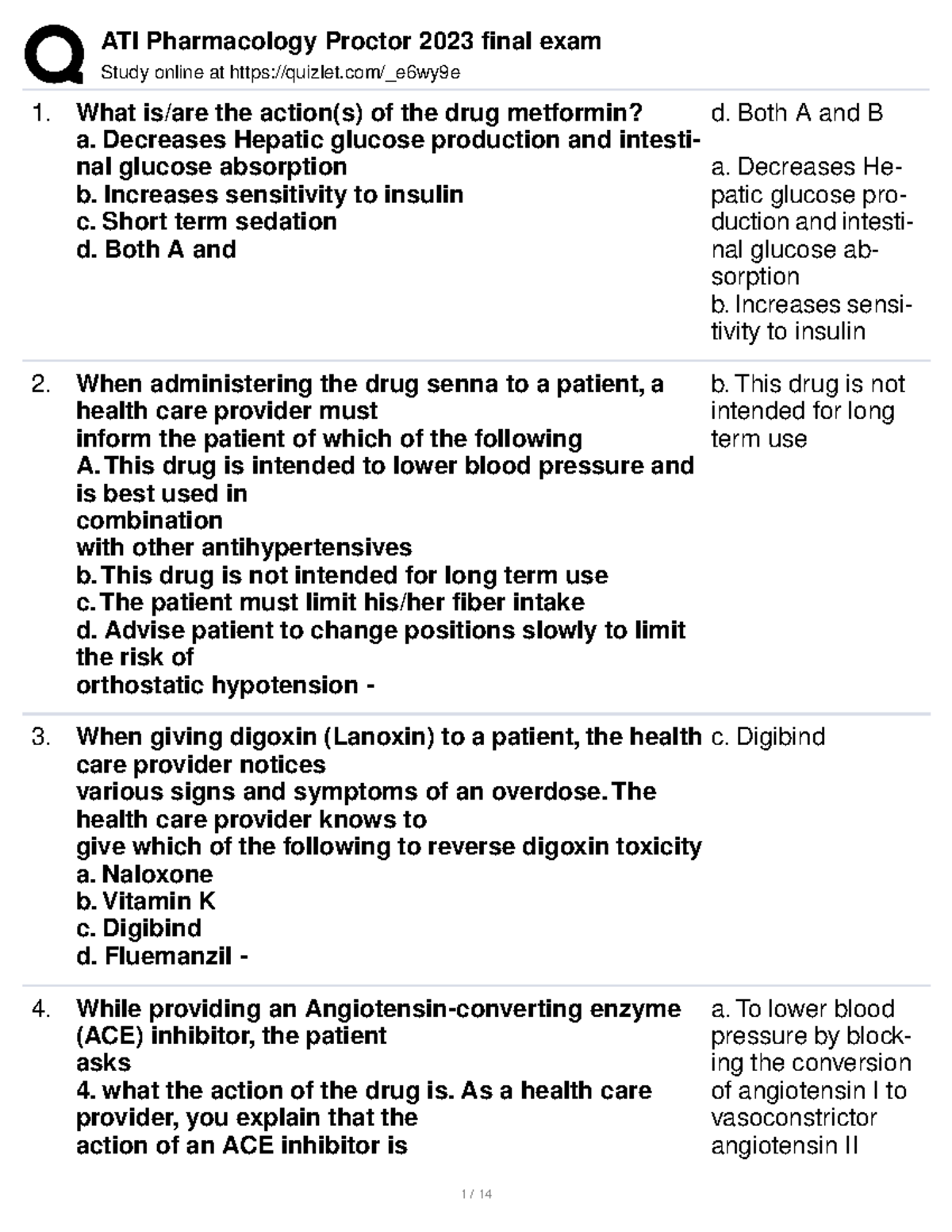 ATI Pharmacology Proctor 2023 final exam Study online at quizlet